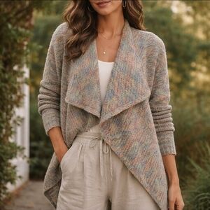 April Cornell Waterfall Artisanal Textured Knit Cardigan Multicolor M/L Boho